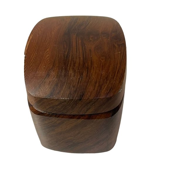CALIFORNIA REDWOOD Trinket Box Jewelry Keepsake Ring Desk Vanity Handcarved 4x3 - Picture 2 of 10